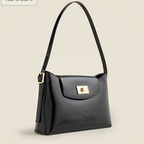 J.Crew Black Edie Italian Leather Shoulder bag Black New! - Picture 1 of 4
